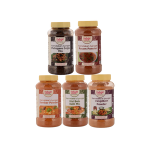Sambar Masala + Rasam Masala + Bisibele Bath Masala + Vangibath Masala + Puliyogare Gojju - Delight Foods