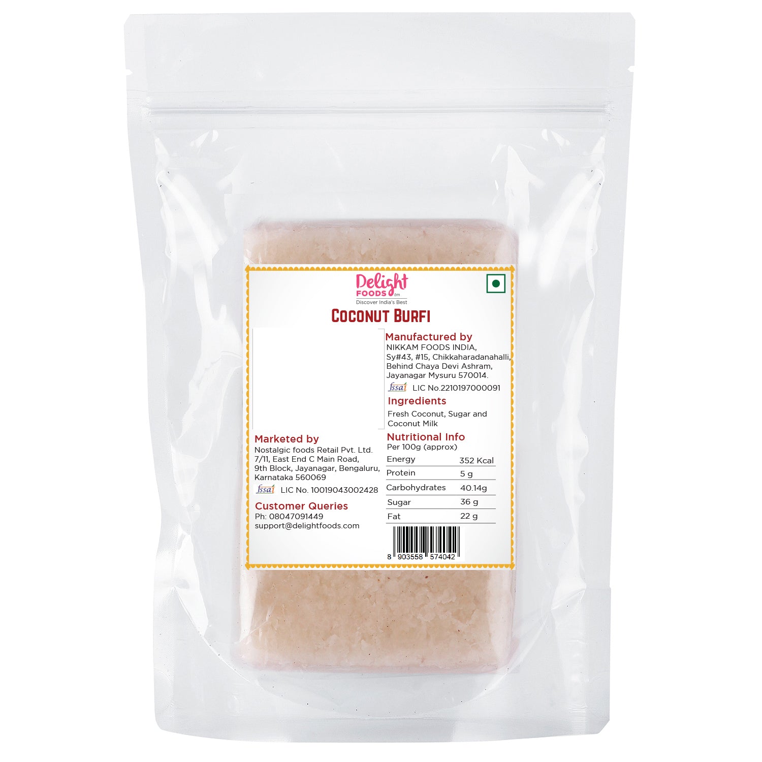 Coconut Barfi 325g - Delight Foods