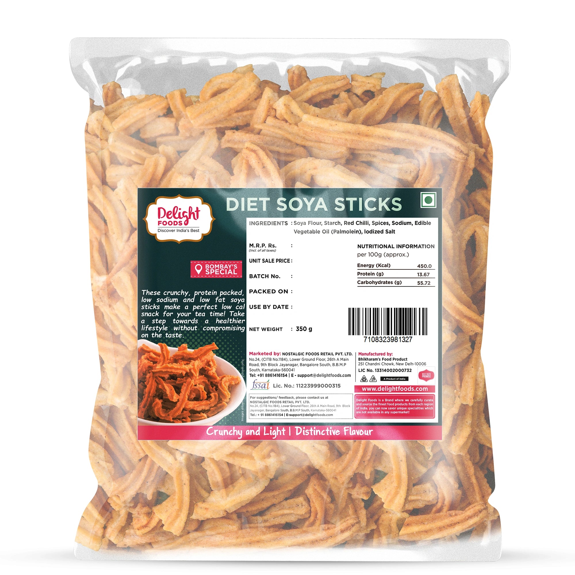 Packaged diet soya sticks