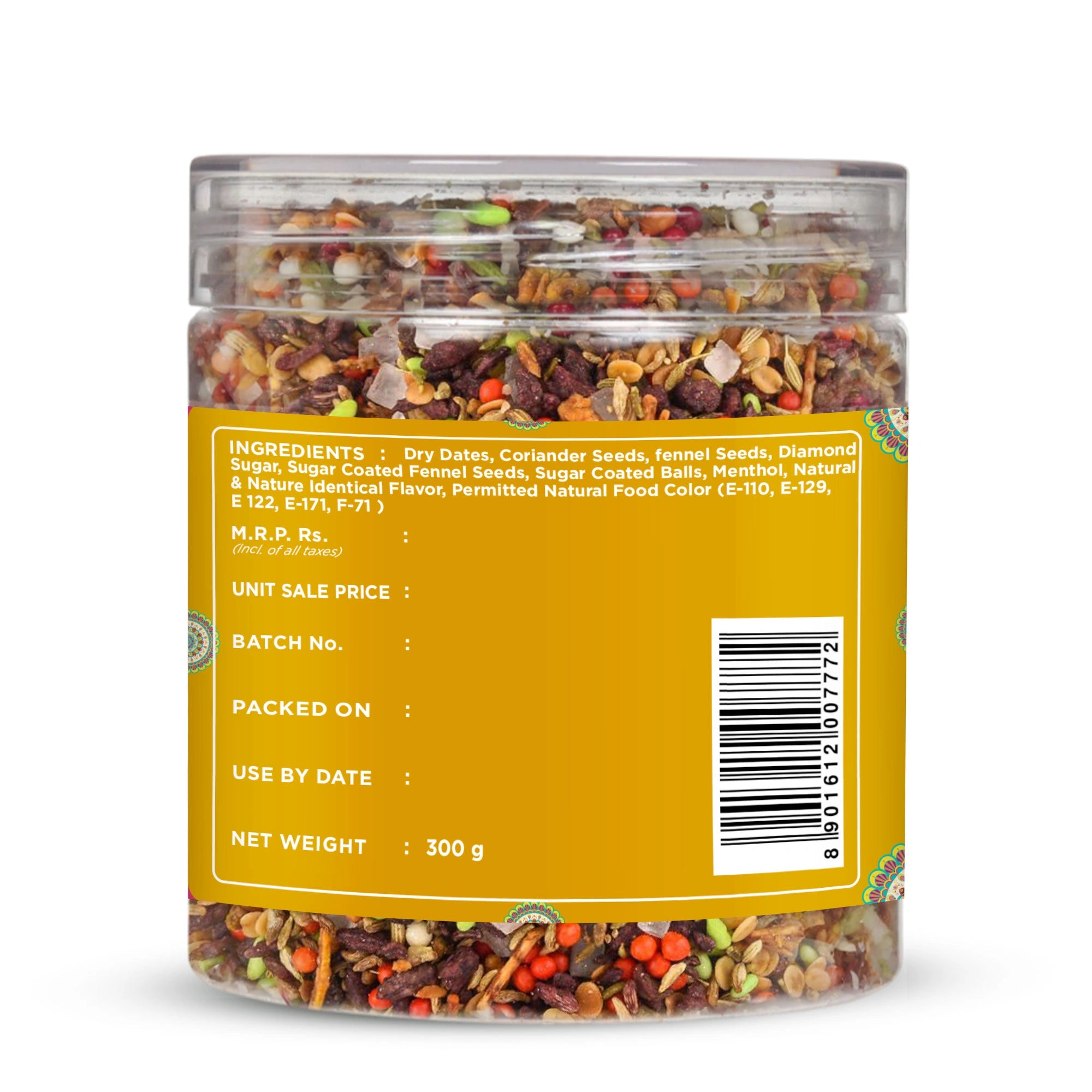 Long Mukhwas with ingredients label