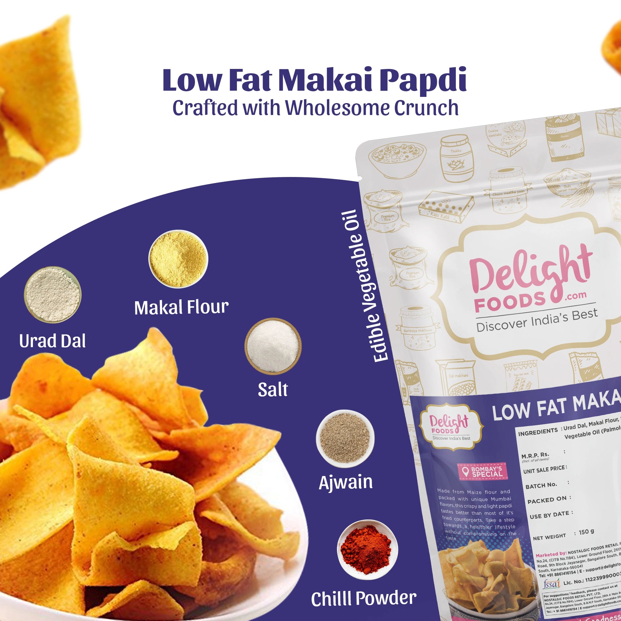 low fat makai papdi