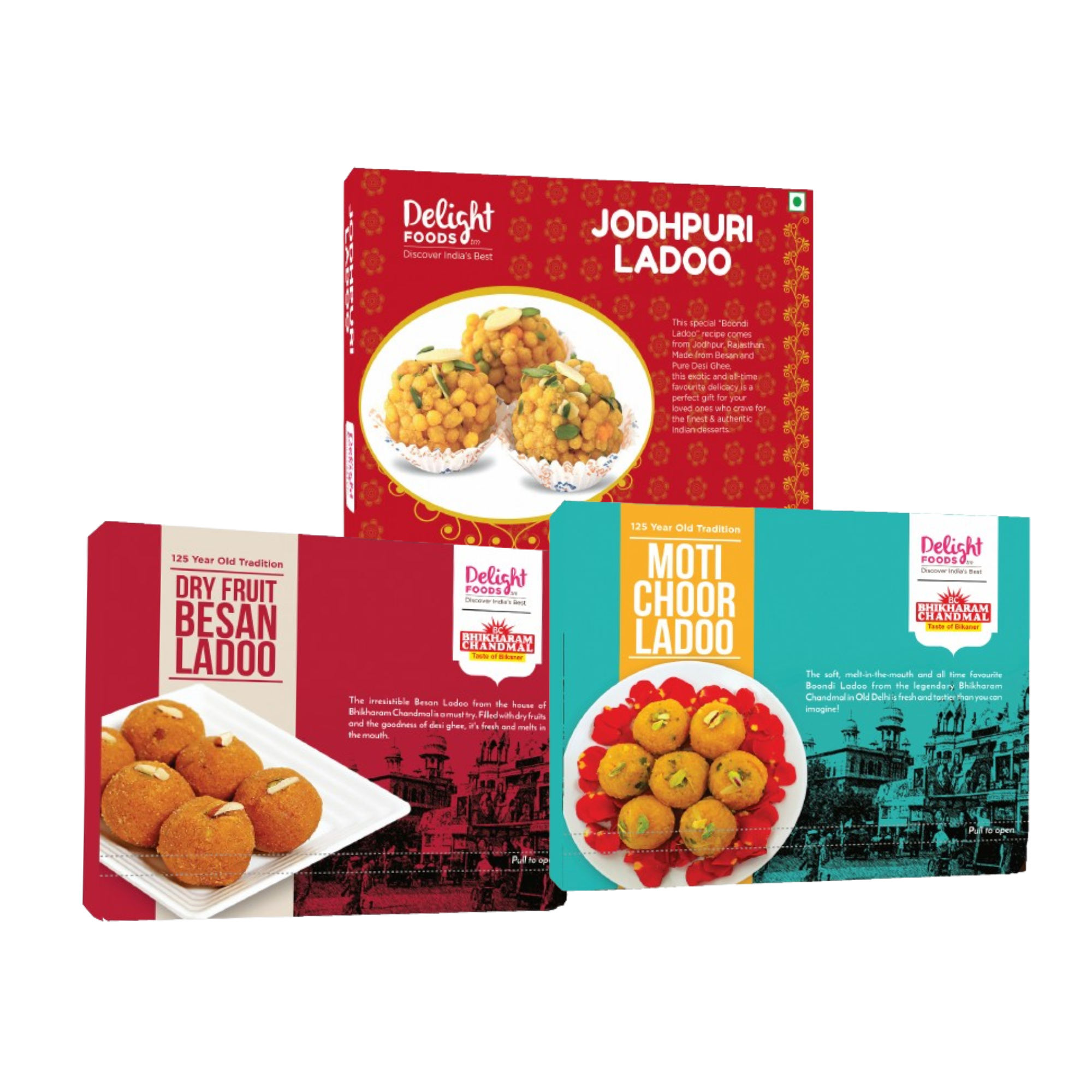 Mothichoor + Besan + Jodhpuri Ladoo - Delight Foods