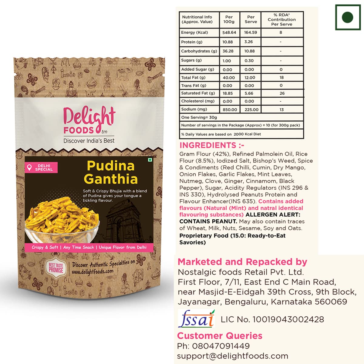 Pudina Ghathia 250g - Delight Foods