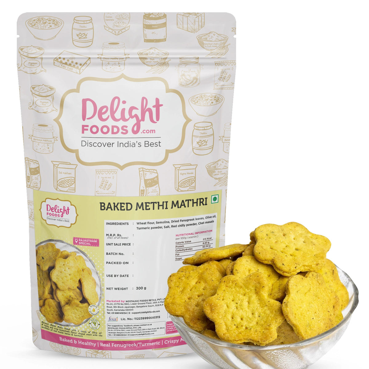 Packed Mathri Baked Methi Mathri – Buy Traditional Indian Snack Online – Delight Foods