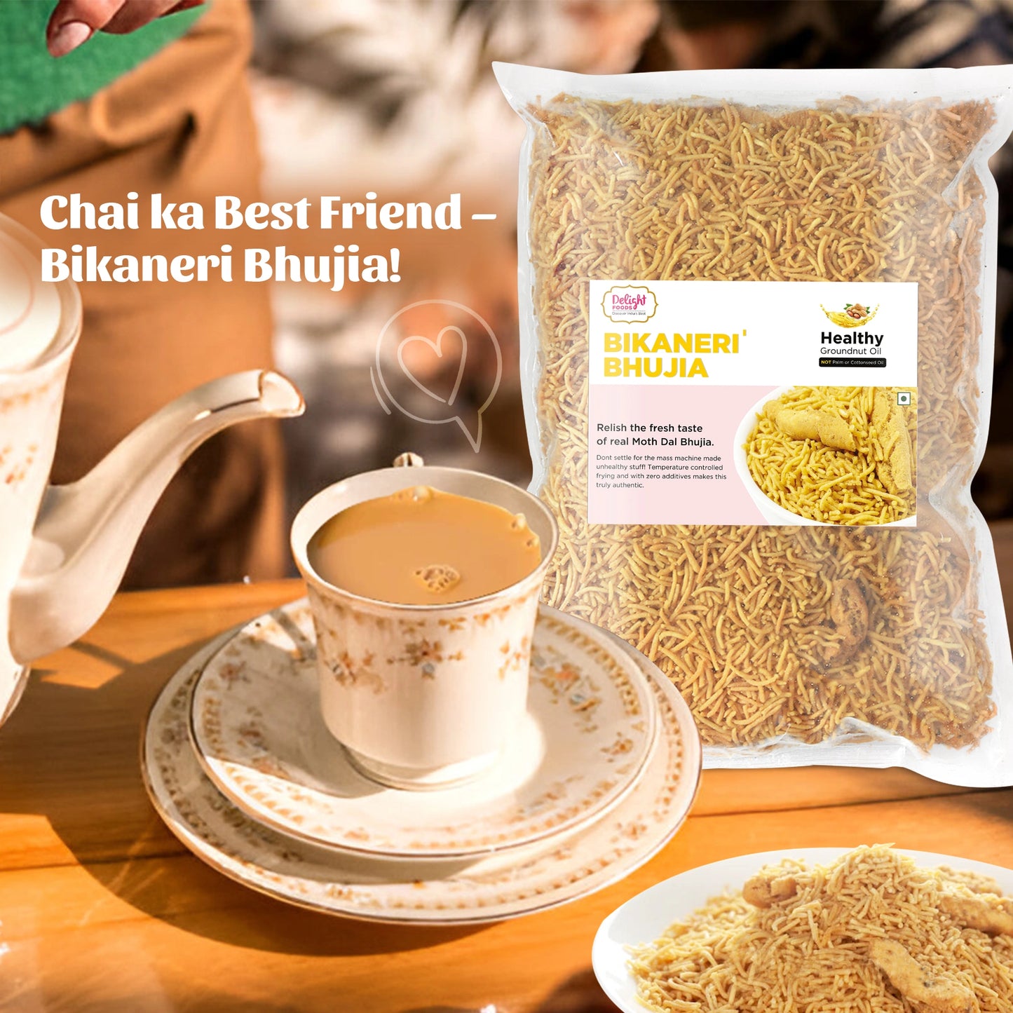 Bikaneri Bhujia with Tea cup