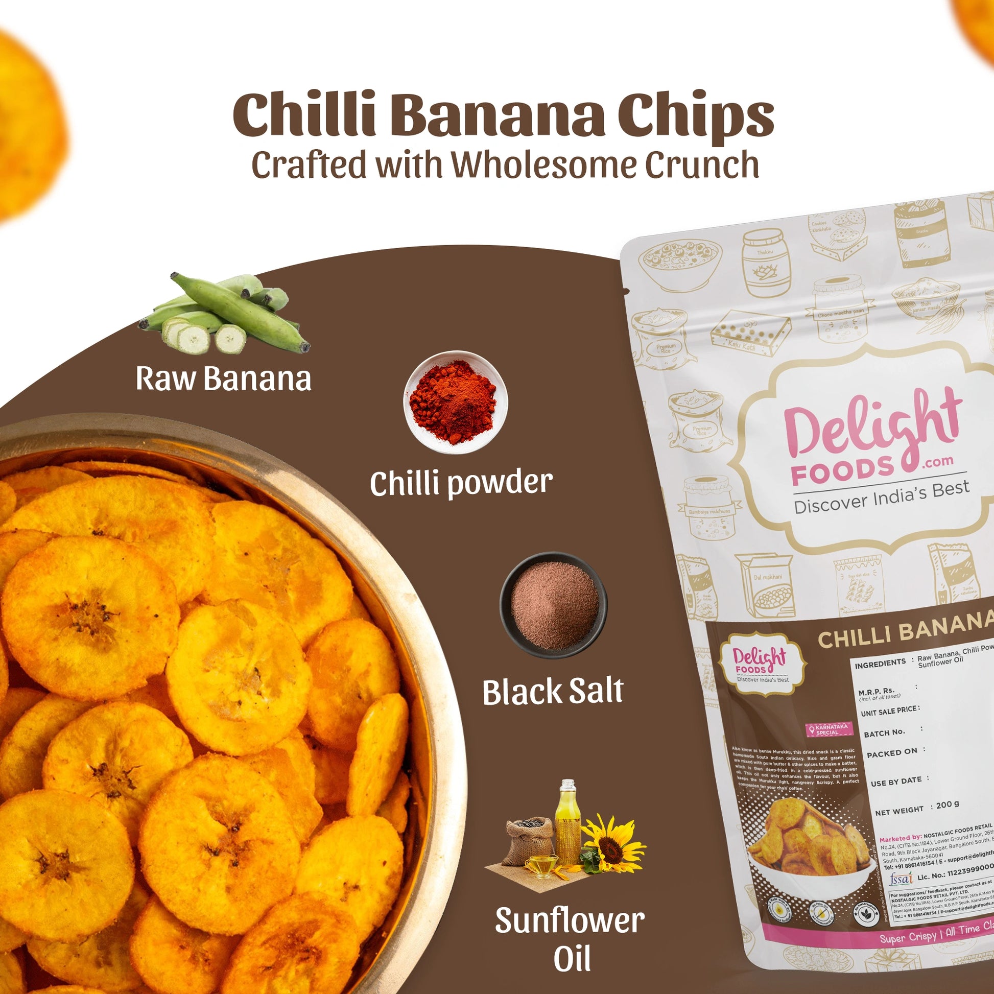 Chilli Banana Chips with ingredients 