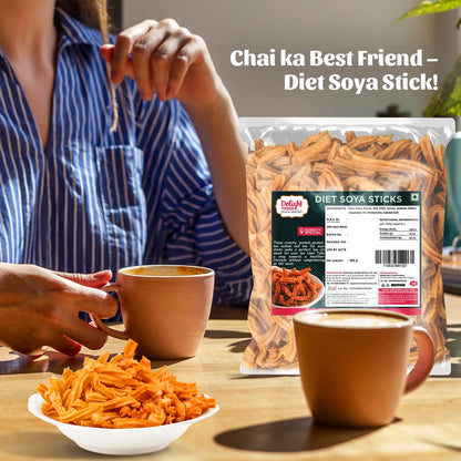 Diet soya stick with cup of tea