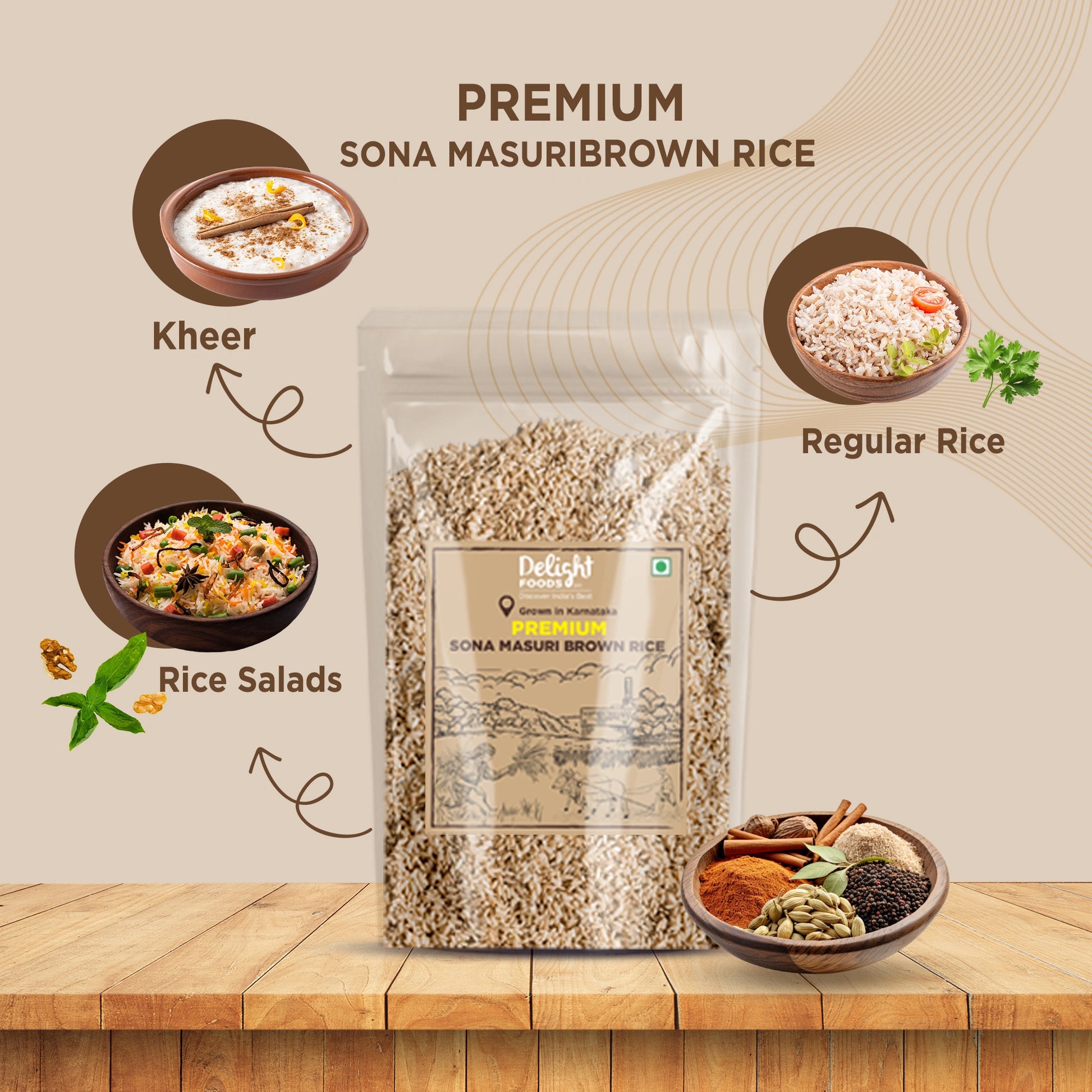 Packaging of Delight Premium Sona Masuri Brown Rice