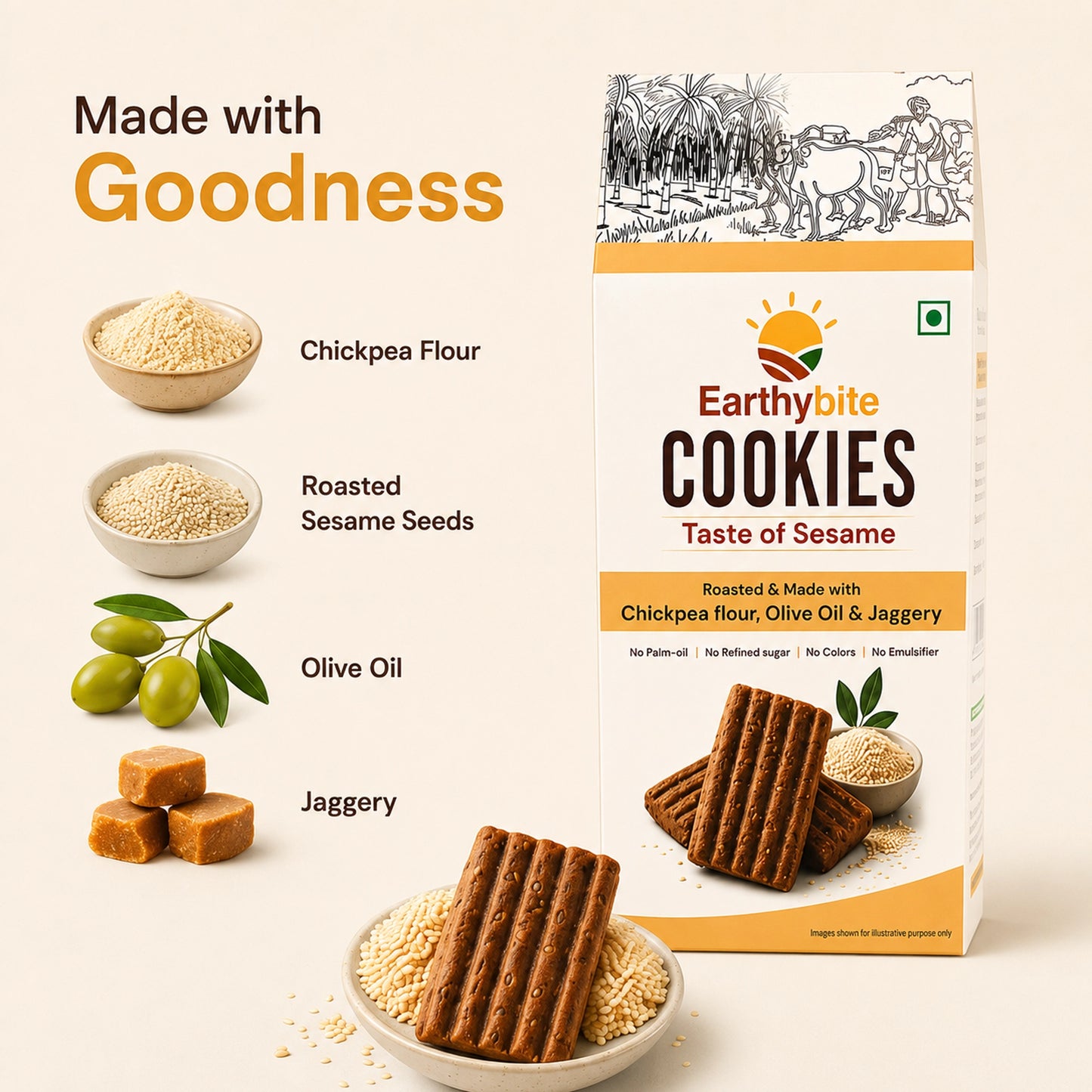 Sesame Cookies – Healthy Jaggery Snack - 200g