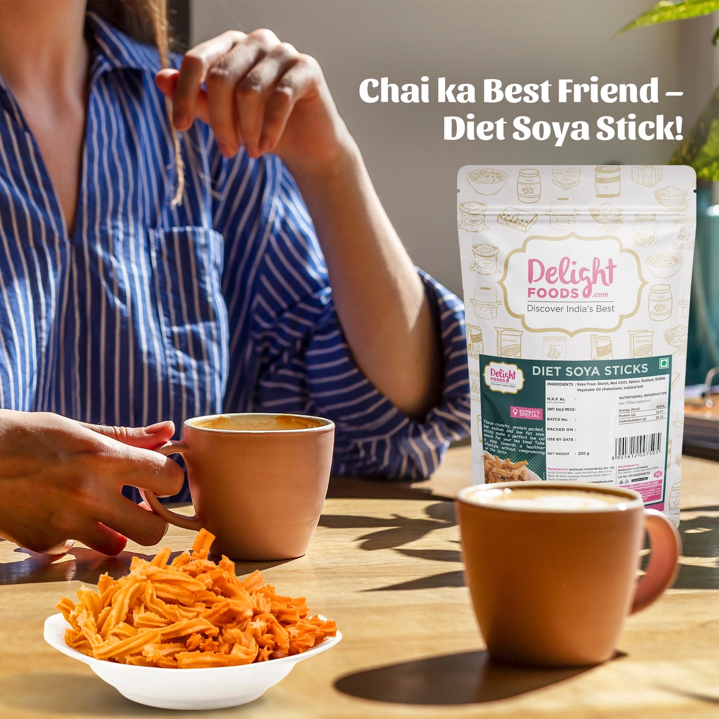 Diet soya sticks  with cup of tea